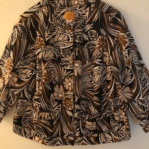 Ruby Rd. Brown Tan and Back 3/4 Sleeve Jean Jacket